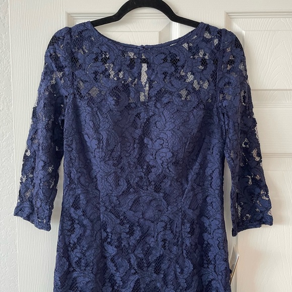 Aidan Mattox Women’s Navy Blue Lace 3/4 Sleeve Cocktail Dress, NWT, size 8 - Picture 3 of 14